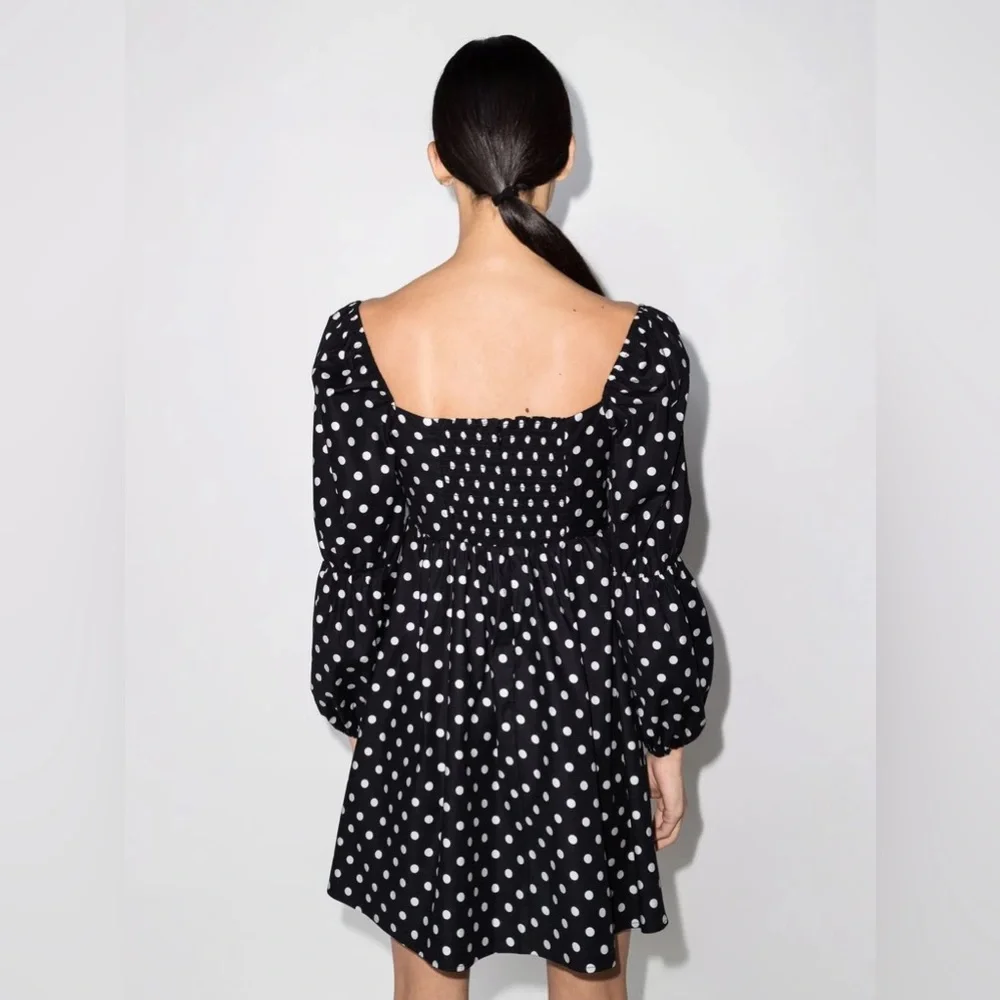 Reformation Black and White Polka Dot Mini Dress - Picture 7 of 12